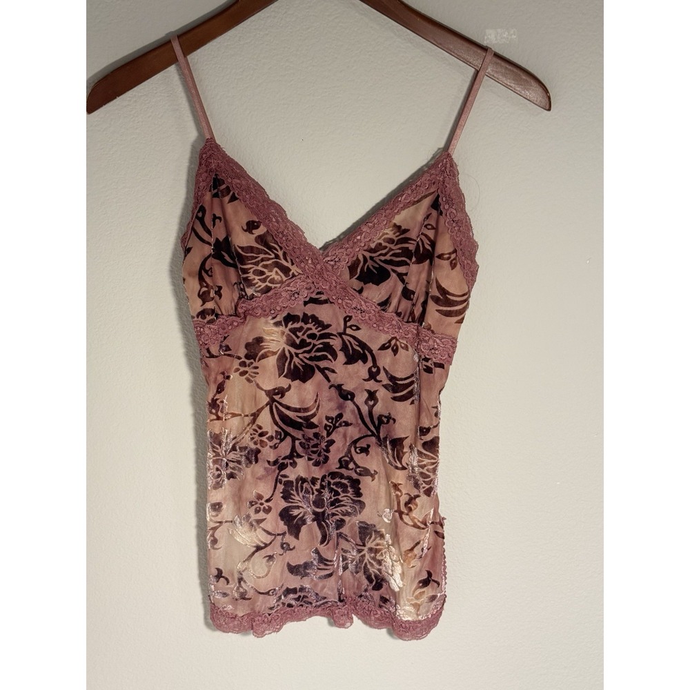 Vintage Floral Lace Velvet Top Strap Medium Boho Fairy Y2K Women's Indie Grunge